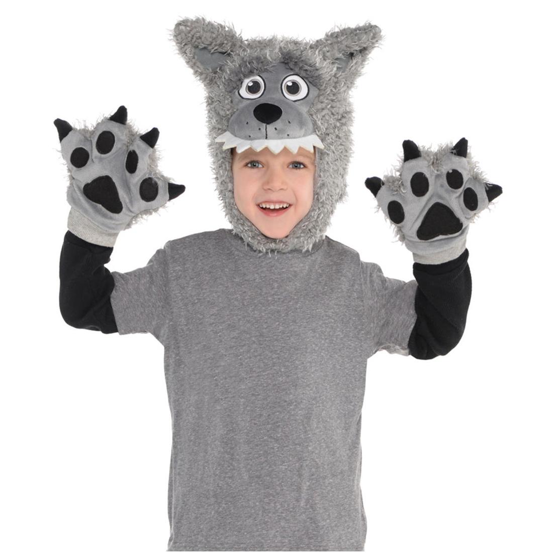 Child Wolf Deluxe Kit Hood And Gloves Costumes & Apparel - Party Centre - Party Centre