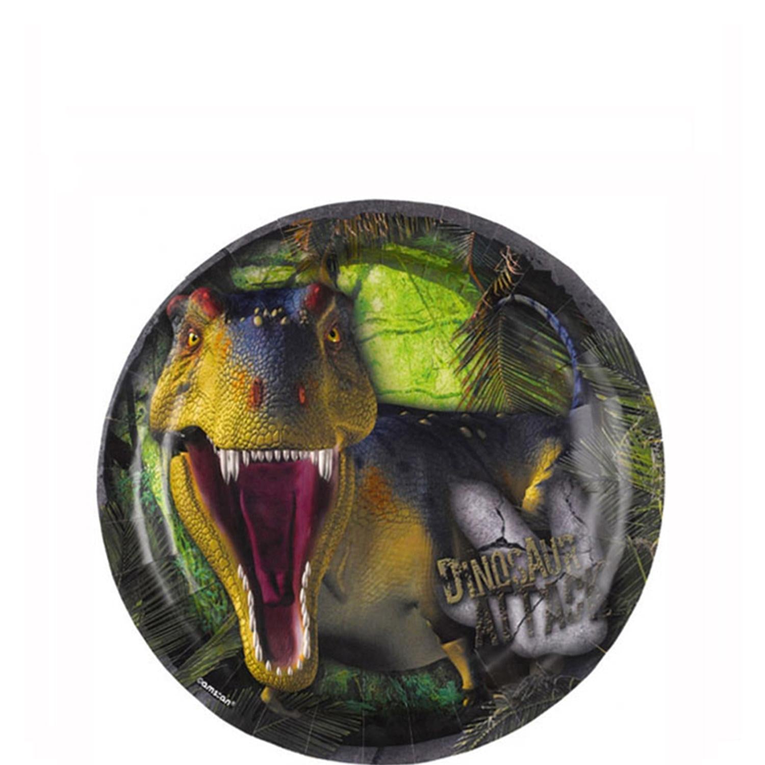 Dinosaur Attack Plates 7in, 8pcs Printed Tableware - Party Centre - Party Centre