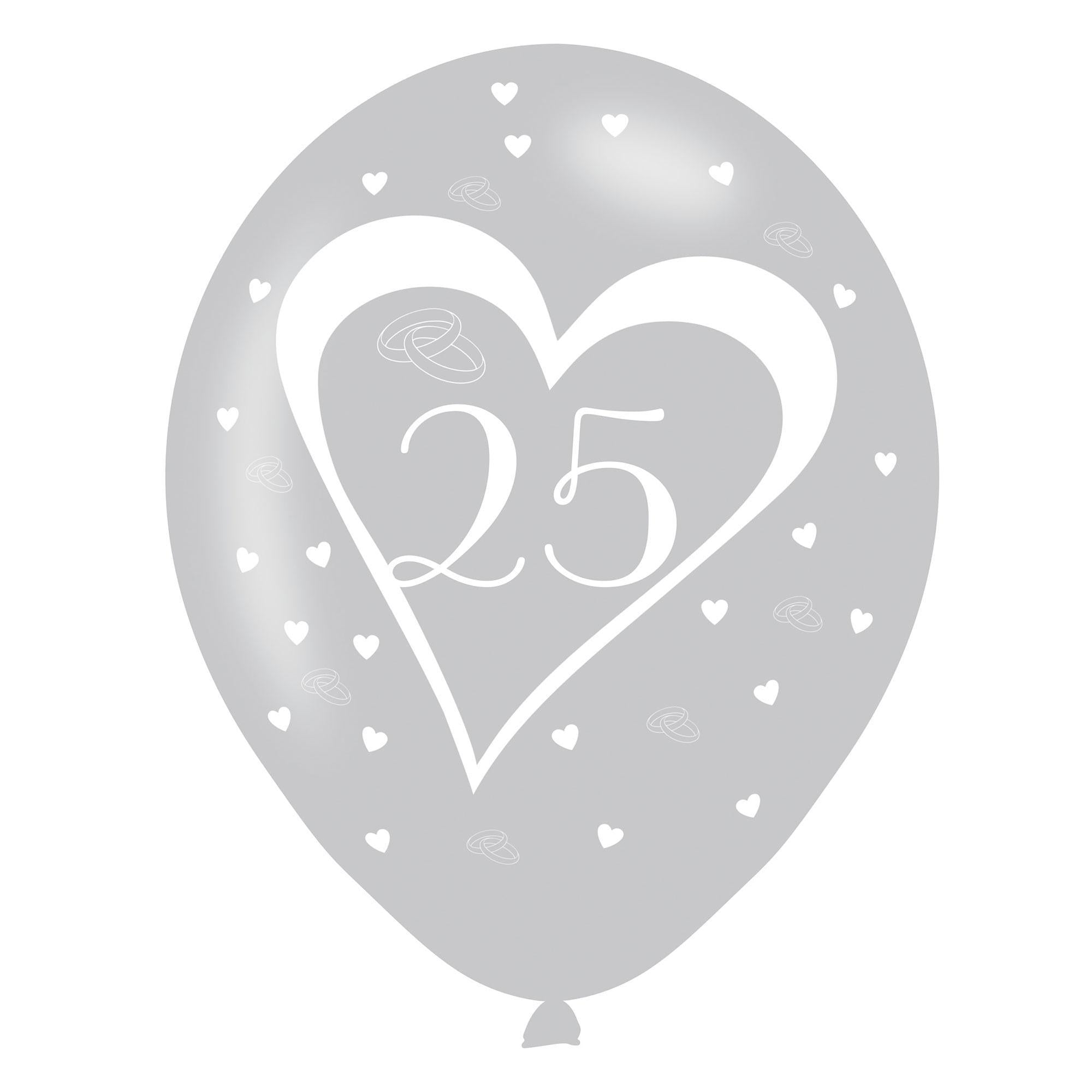 Silver Anniversary Latex Balloons 6pcs Balloons & Streamers - Party Centre - Party Centre