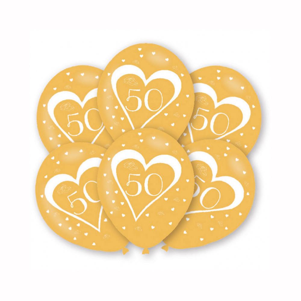 Gold Anniversary Latex Balloons 6pcs Balloons & Streamers - Party Centre - Party Centre