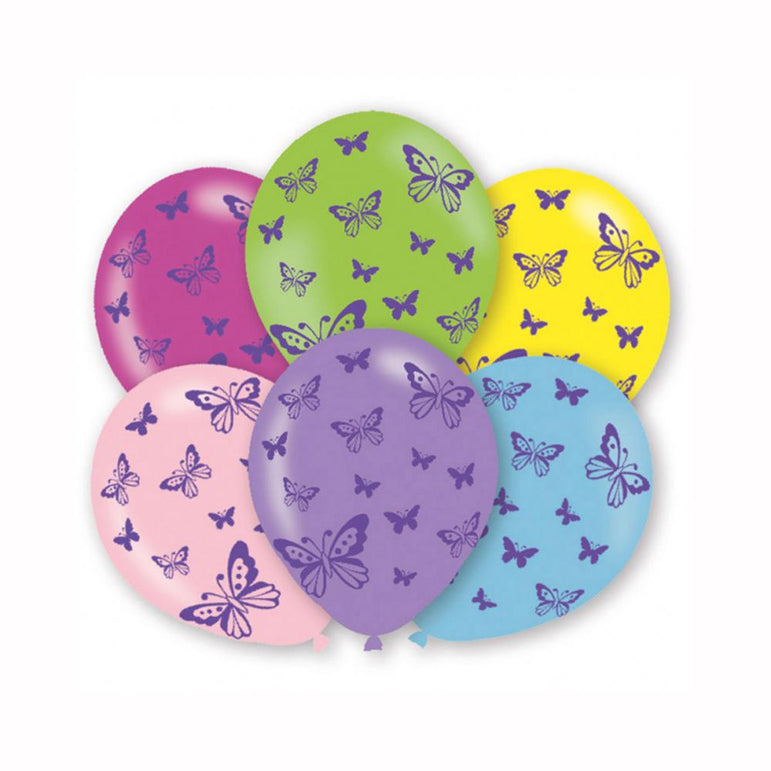 Butterflies Latex Balloons 6pcs Balloons & Streamers - Party Centre