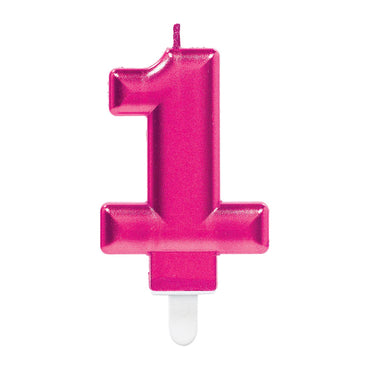 Sparkling Celebration Pink Number 1 Candle Party Accessories - Party Centre - Party Centre