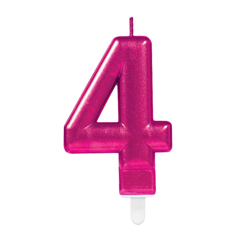 Sparkling Celebration Pink Number 4 Candle Party Accessories - Party Centre