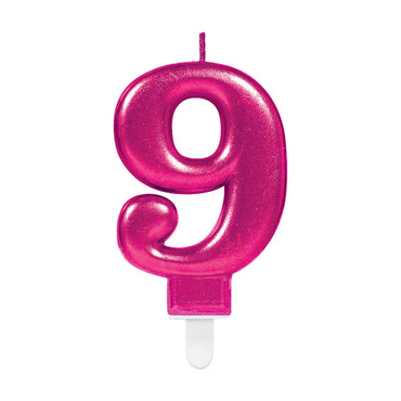 Sparkling Celebration Pink Number 9 Candle Party Accessories - Party Centre - Party Centre