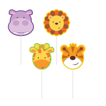 Jungle Friends Pick Candles 4pcs Party Accessories - Party Centre - Party Centre