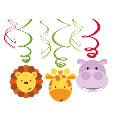 Jungle Animals Swirl Decoration 6pcs Decorations - Party Centre - Party Centre