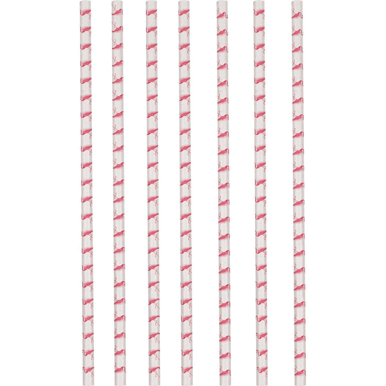 Flamingo Paradise Paper Straws 12pcs Candy Buffet - Party Centre