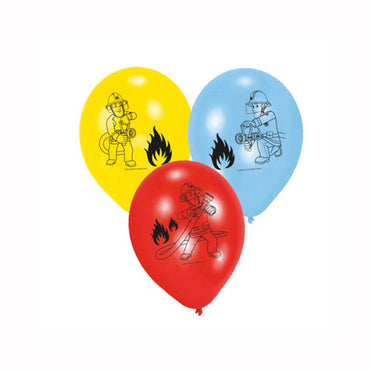 Fireman Sam Latex Balloons 9in, 6pcs Balloons & Streamers - Party Centre - Party Centre