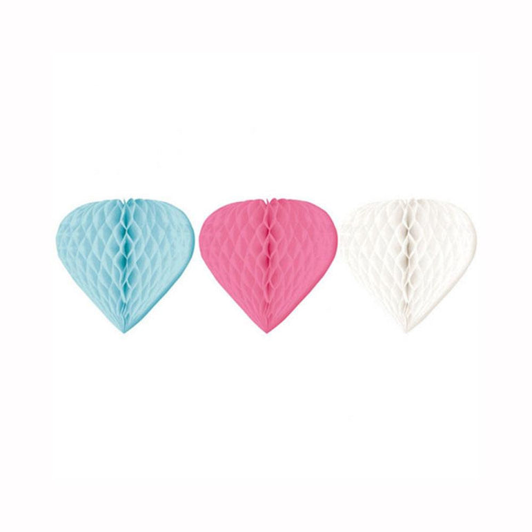 Honeycomb Balls Heart 3pcs Decorations - Party Centre