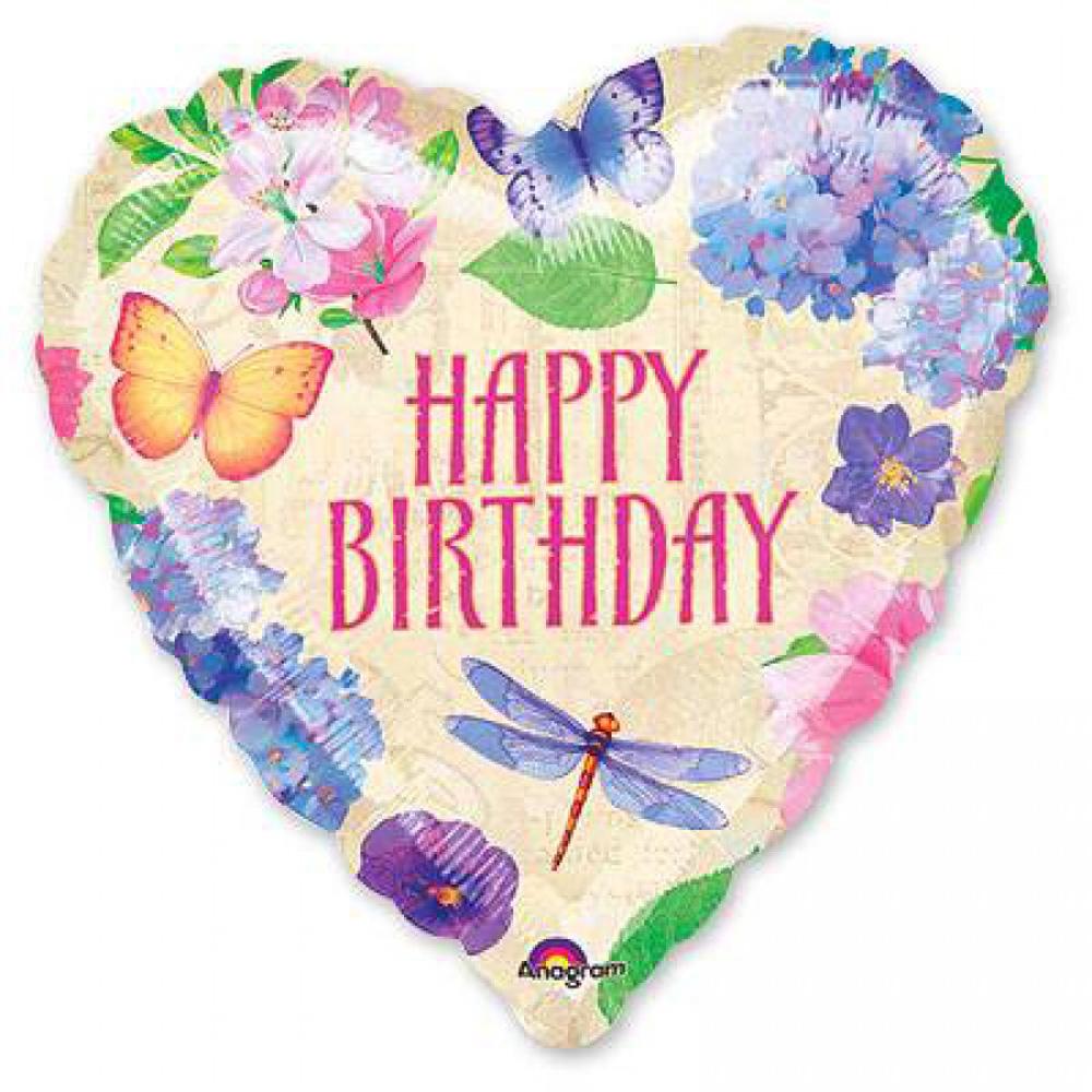 In the Garden Birthday Heart Foil Balloon 18in Balloons & Streamers - Party Centre - Party Centre