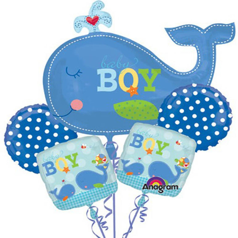 Ahoy Boy Balloon Bouquet 5pcs Balloons & Streamers - Party Centre