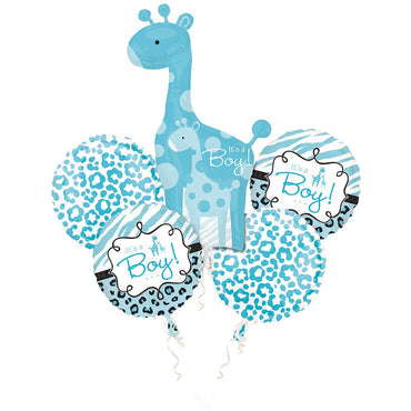 Safari Baby Boy Bouquet Balloons & Streamers - Party Centre - Party Centre