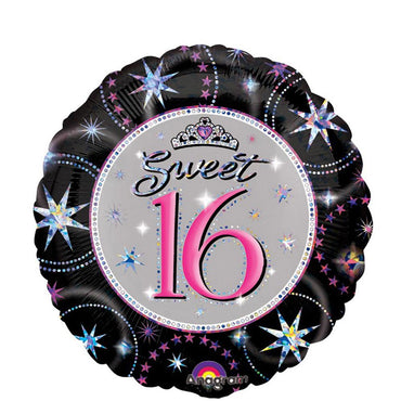 Sweet 16 Sparkle Holographic Balloon 18in Balloons & Streamers - Party Centre - Party Centre