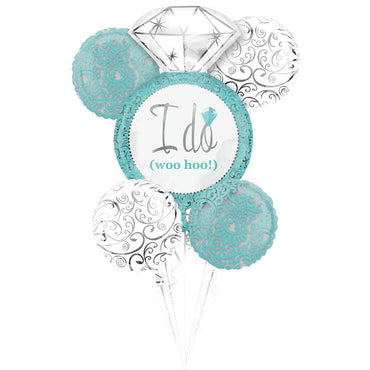 Robins Egg Blue Wedding Bouquet 5pcs Balloons & Streamers - Party Centre - Party Centre
