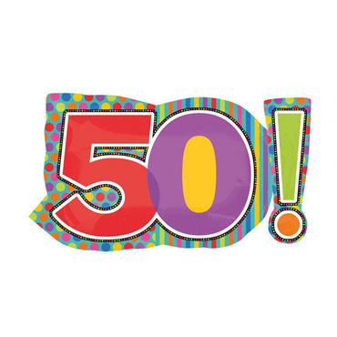 Dots & Stripes 50th Birthday Foil Balloon 29 x 18in Balloons & Streamers - Party Centre - Party Centre