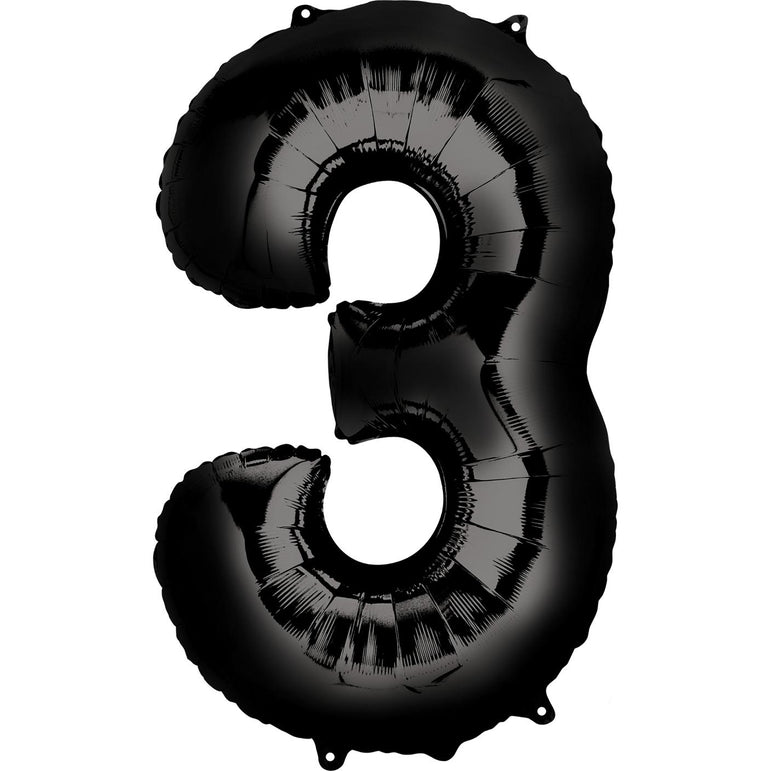 Black Number SuperShape Foil Balloons