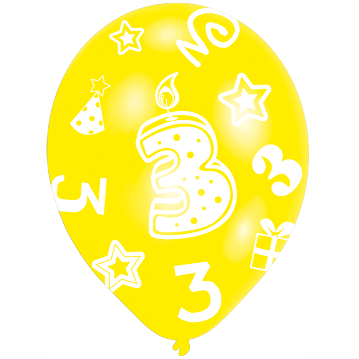 3rd Birthday Assorted Colors Latex Balloons 11in, 6pcs Balloons & Streamers - Party Centre - Party Centre