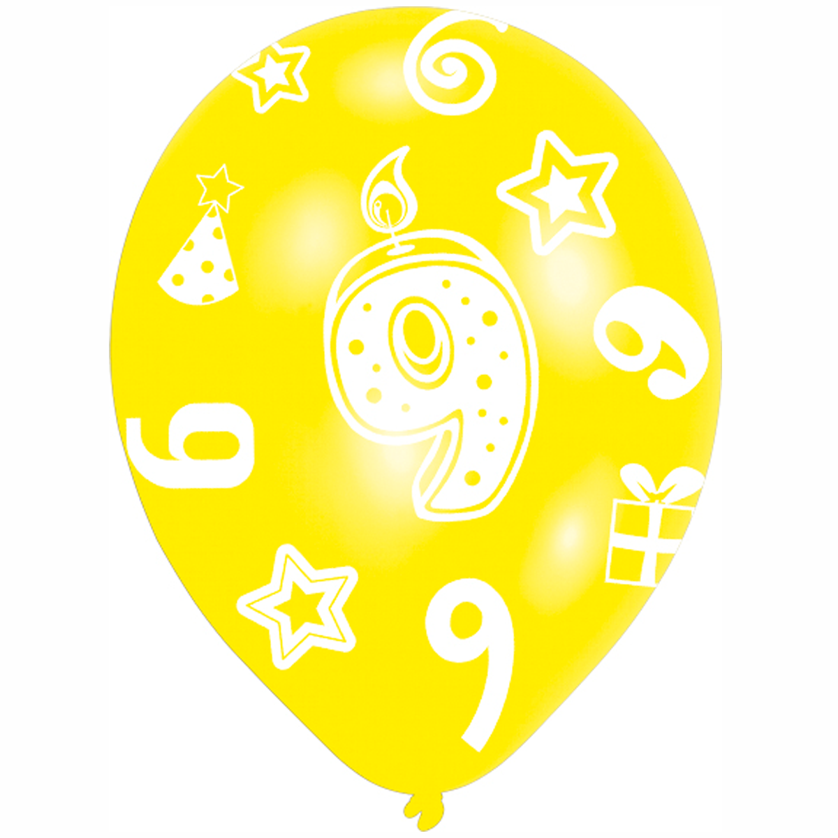 9th Birthday Assorted Colors Latex Balloons 11in, 6pcs Balloons & Streamers - Party Centre - Party Centre