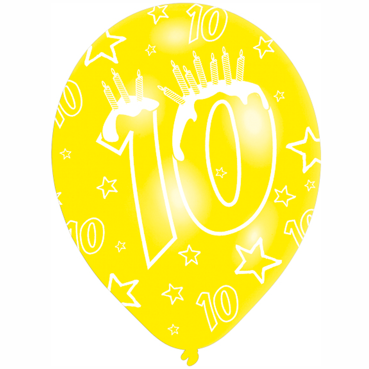 10th Birthday Assorted Colors Latex Balloons 11in, 6pcs Balloons & Streamers - Party Centre - Party Centre