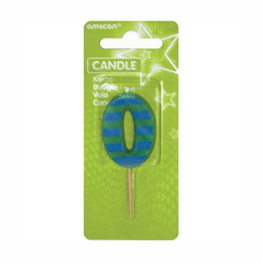 Number 0 Stripes Candle Party Accessories - Party Centre - Party Centre