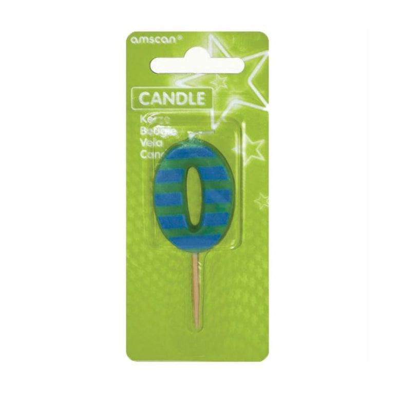 Number 0 Stripes Candle Party Accessories - Party Centre