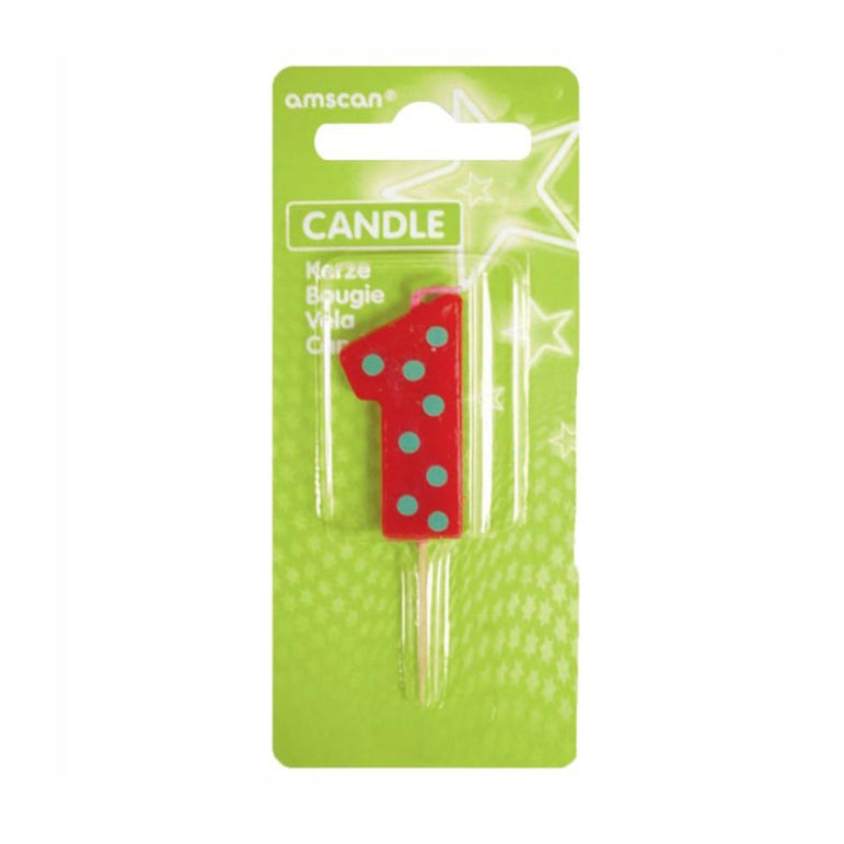 Number 1 Dots Candle 3in Party Accessories - Party Centre
