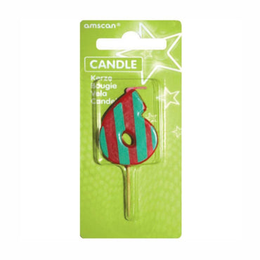 Number 6 Stripes Candle Party Accessories - Party Centre - Party Centre