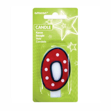 Number 0 Dots With Black Border Candle Party Accessories - Party Centre - Party Centre