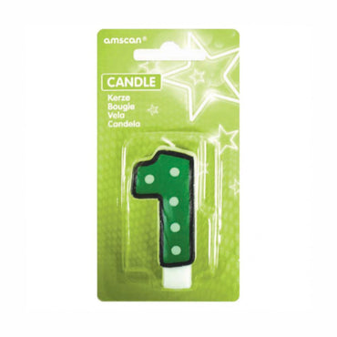 Number 1 Dots With Black Border Candle Party Accessories - Party Centre - Party Centre