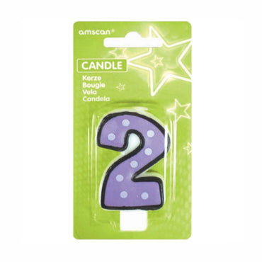 Number 2 Dots With Black Border Candle Party Accessories - Party Centre - Party Centre