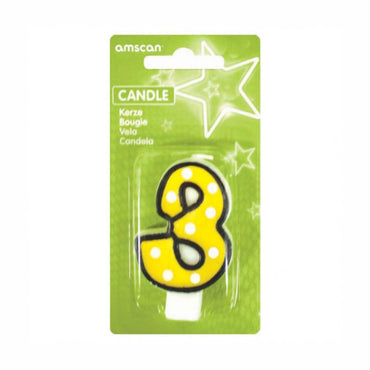 Number 3 Dots With Black Border Candle Party Accessories - Party Centre - Party Centre
