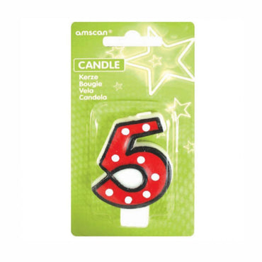Number 5 Dots With Black Border Candle Party Accessories - Party Centre - Party Centre
