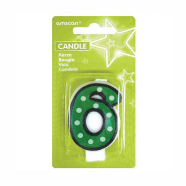 Number 6 Dots With Black Border Candle Party Accessories - Party Centre - Party Centre