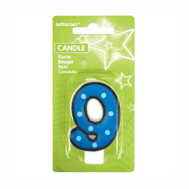 Number 9 Dots With Black Border Candle Party Accessories - Party Centre - Party Centre