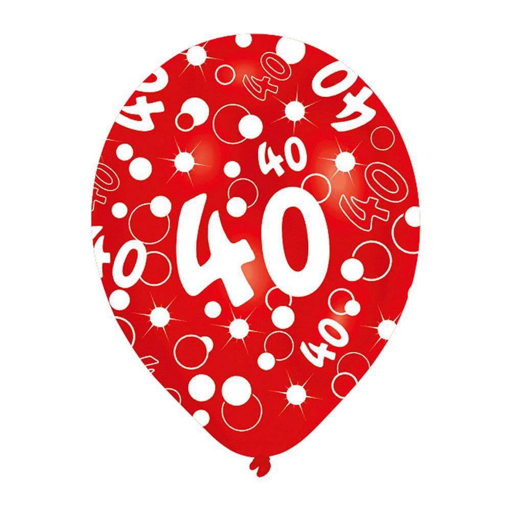 All Around Printed Age 40 Latex Balloons 11in, 6pcs Balloons & Streamers - Party Centre - Party Centre