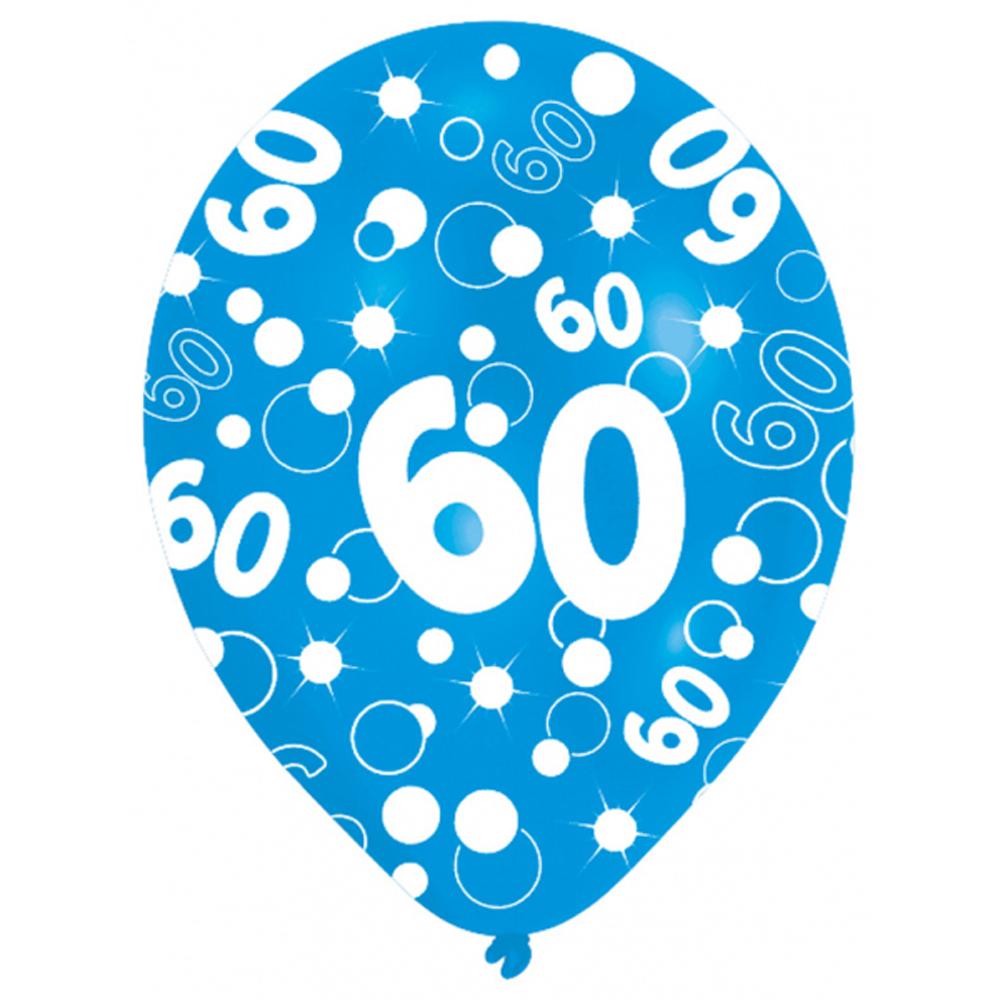 All Around Printed Age 60 Latex Balloons 11in, 6pcs Balloons & Streamers - Party Centre - Party Centre