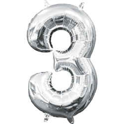 Silver Number Mini shape Foil Balloons