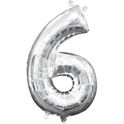 Silver Number SuperShape Foil Balloons