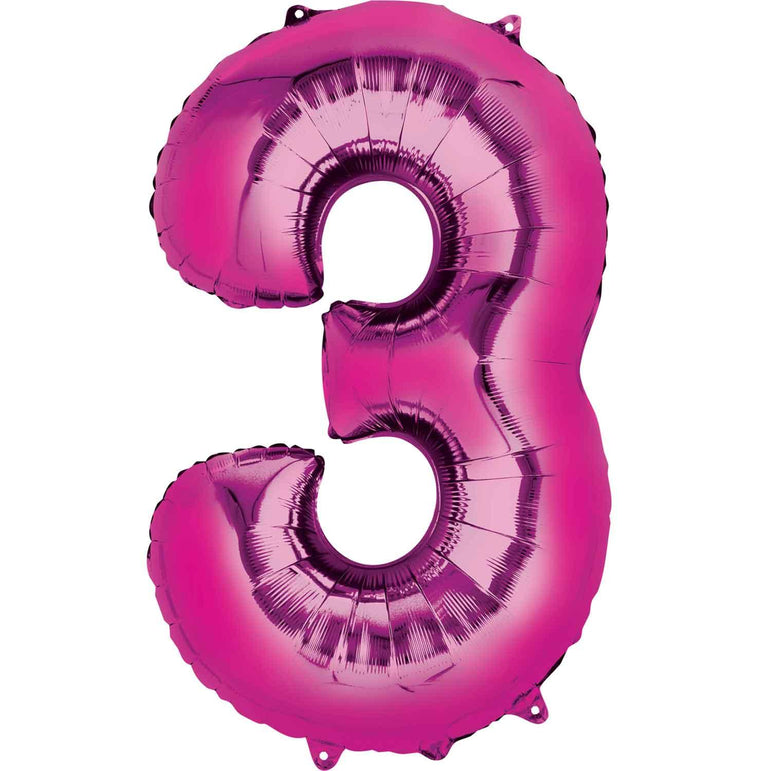 Pink Number SuperShape Foil Balloons