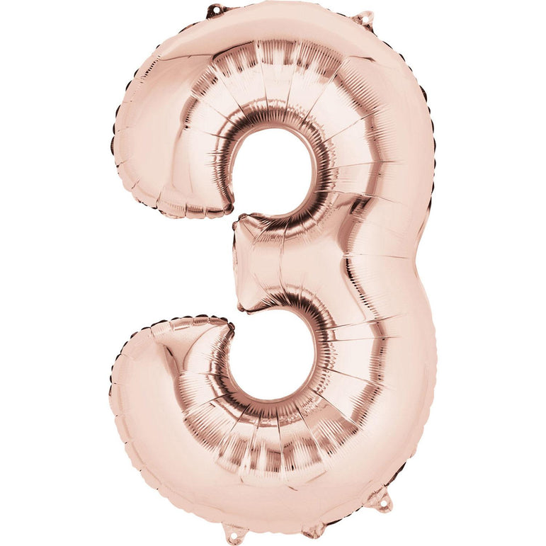 Rose Gold Number SuperShape Foil Balloons