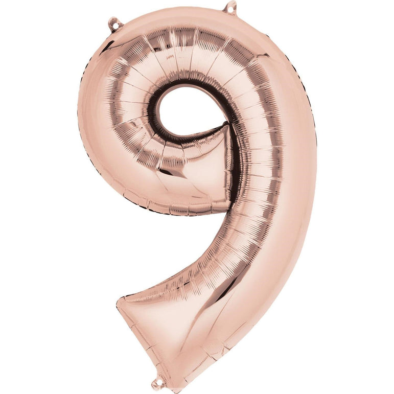 Rose Gold Number SuperShape Foil Balloons