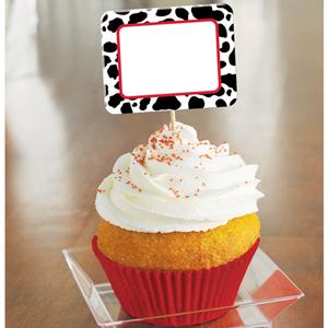 Western Paper Label Wood Picks 24pcs Party Accessories - Party Centre