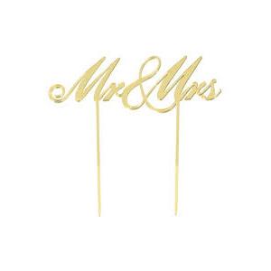 Mr & Mrs. Gold Plastic Cake Topper Party Accessories - Party Centre - Party Centre
