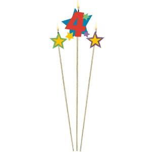 Number 4 Star Birthday Candle 3pcs Party Accessories - Party Centre - Party Centre