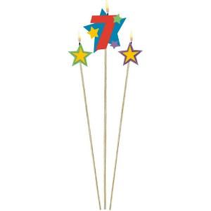 Number 7 Star Birthday Candle 3pcs Party Accessories - Party Centre - Party Centre