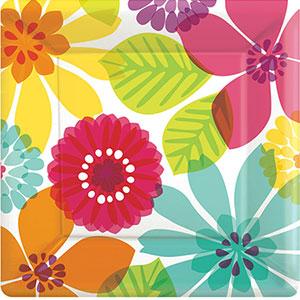 DAY IN PARADISE SQUARE PLATES 7IN, 8PCS Printed Tableware - Party Centre