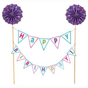 Brights Happy Birthday Cake Banner Party Accessories - Party Centre