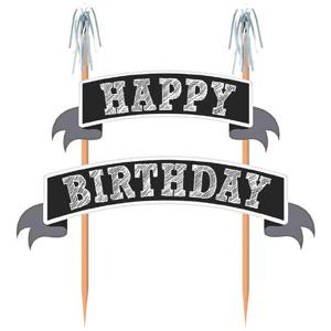 Happy Birthday Black Cake Banner Party Accessories - Party Centre - Party Centre