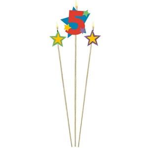 Number 5 Star Birthday Candle 3pcs Party Accessories - Party Centre - Party Centre