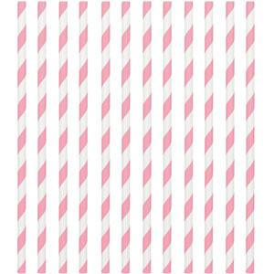 New Pink Paper Straws 24pcs Candy Buffet - Party Centre - Party Centre